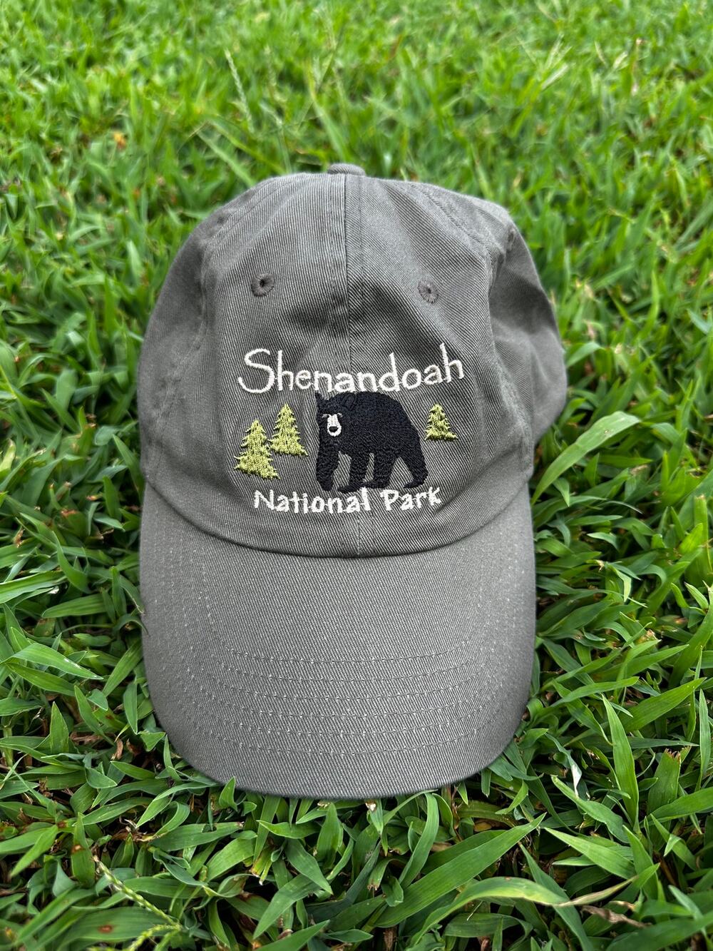 Shenandoah National Park Bear Embroidered Gray Dad Hat Hiking Gorpcore